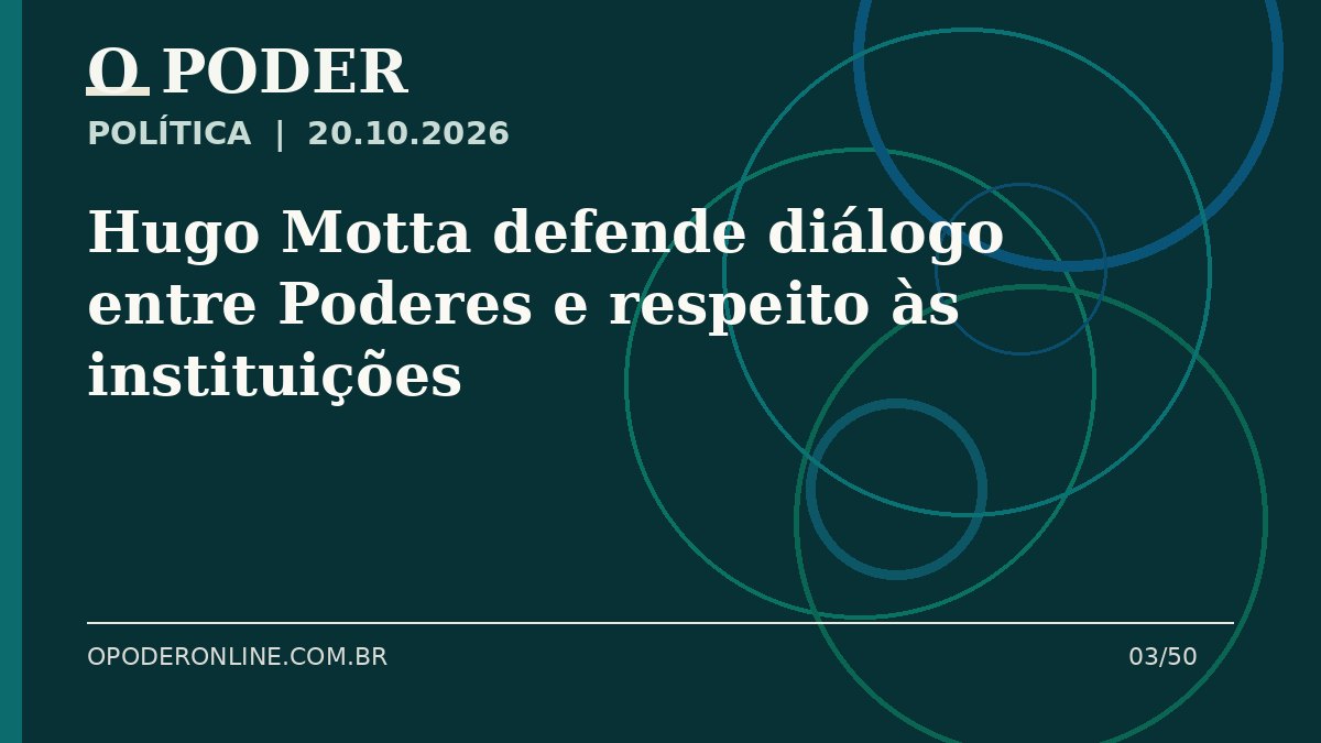 Arte editorial ilustrativa sobre: Hugo Motta defende diálogo entre Poderes e respeito às instituições