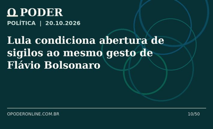 Arte editorial ilustrativa sobre: Lula condiciona abertura de sigilos ao mesmo gesto de Flávio Bolsonaro
