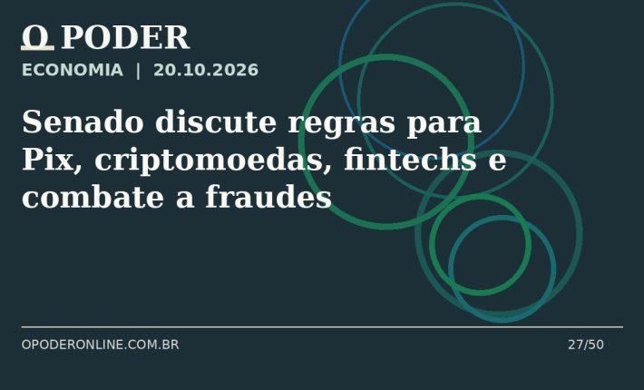 Arte editorial ilustrativa sobre: Senado discute regras para Pix, criptomoedas, fintechs e combate a fraudes