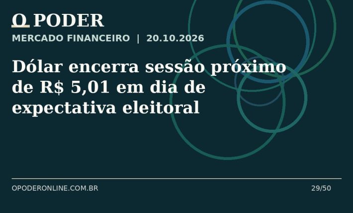 Arte editorial ilustrativa sobre: Dólar encerra sessão próximo de R$ 5,01 em dia de expectativa eleitoral