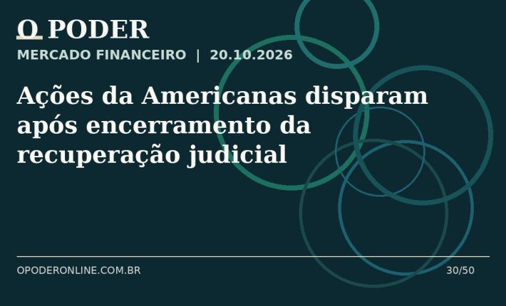 Arte editorial ilustrativa sobre: Ações da Americanas disparam após encerramento da recuperação judicial