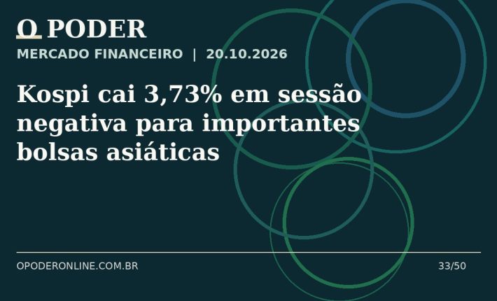 Arte editorial ilustrativa sobre: Kospi cai 3,73% em sessão negativa para importantes bolsas asiáticas