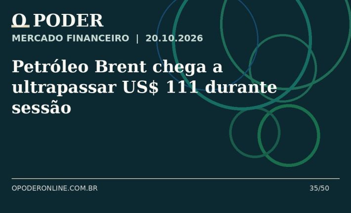 Arte editorial ilustrativa sobre: Petróleo Brent chega a ultrapassar US$ 111 durante sessão