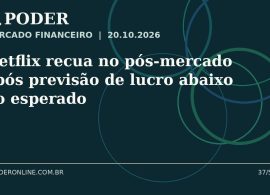 Arte editorial ilustrativa sobre: Netflix recua no pós-mercado após previsão de lucro abaixo do esperado