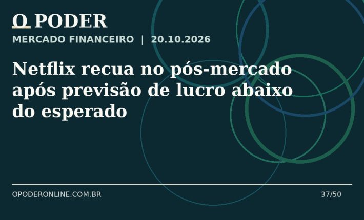Arte editorial ilustrativa sobre: Netflix recua no pós-mercado após previsão de lucro abaixo do esperado