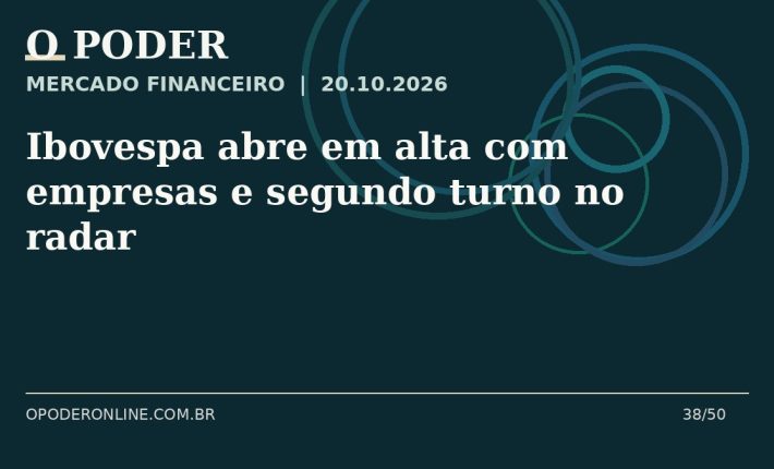 Arte editorial ilustrativa sobre: Ibovespa abre em alta com empresas e segundo turno no radar
