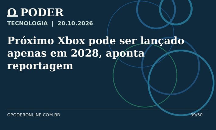 Arte editorial ilustrativa sobre: Próximo Xbox pode ser lançado apenas em 2028, aponta reportagem