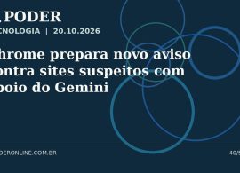 Arte editorial ilustrativa sobre: Chrome prepara novo aviso contra sites suspeitos com apoio do Gemini