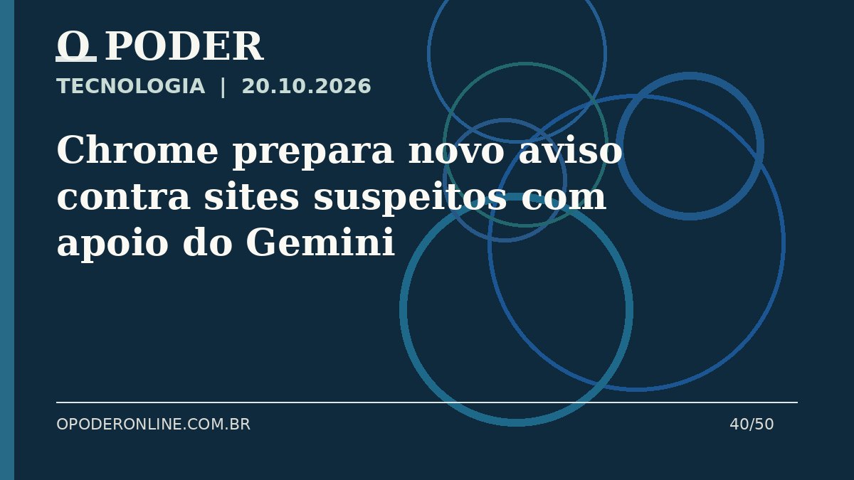 Arte editorial ilustrativa sobre: Chrome prepara novo aviso contra sites suspeitos com apoio do Gemini