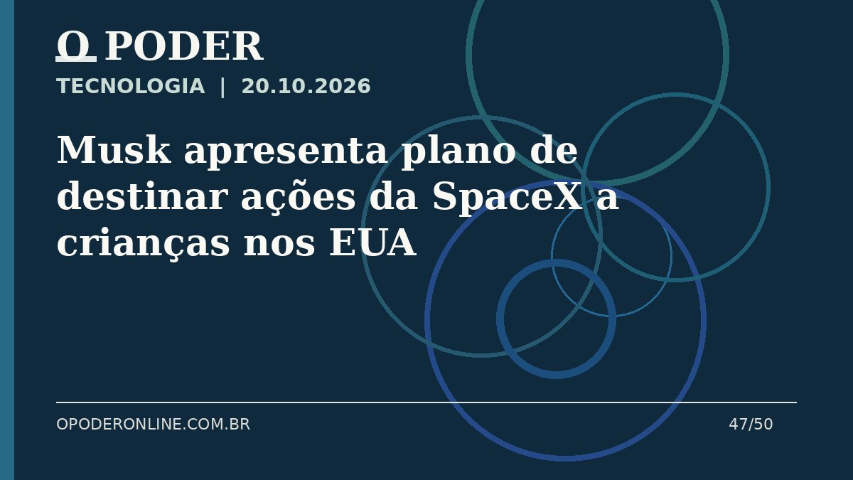 Arte editorial ilustrativa sobre: Musk apresenta plano de destinar ações da SpaceX a crianças nos EUA