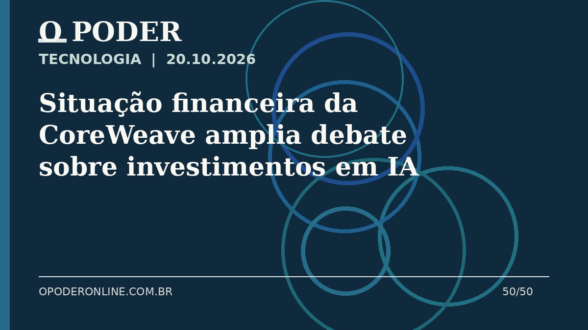 Arte editorial ilustrativa sobre: Situação financeira da CoreWeave amplia debate sobre investimentos em IA